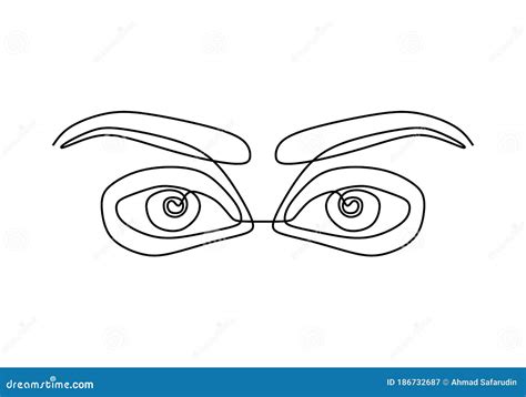 One Continuous Line Drawing of Human Eyes Minimalistic Linear Sketch ...