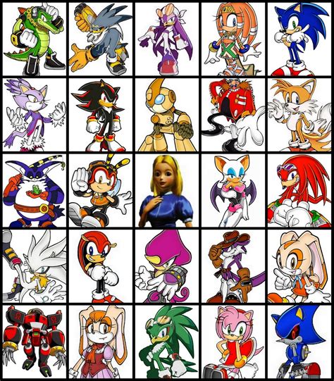 All Sonic Characters Chart