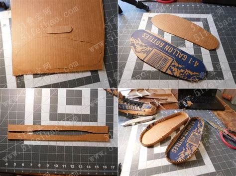 DIY环保鞋子手工，怎么用硬纸板做一对运动鞋教程 - 废物利用手工DIY小制作 - 51费宝网