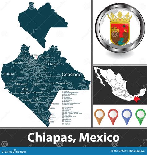 Map Of Chiapas, Mexico Cartoon Vector | CartoonDealer.com #213137203