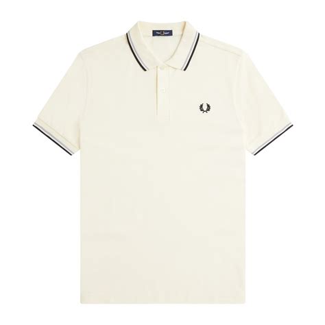 Buy Men Ecru Solid Twin-Tipped Logo Polo Online at The Collective - 927366