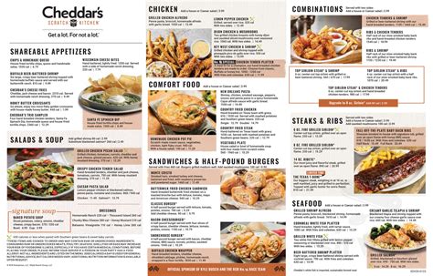 Cheddar's Scratch Kitchen menu in Cleveland, Tennessee, USA