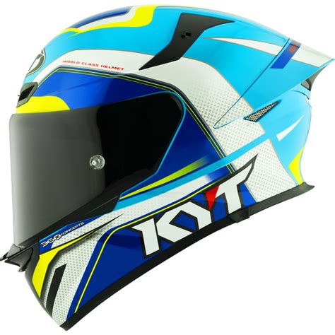 KYT TT Revo Grand Prix White Light Blue Gloss Helmet– Moto Central