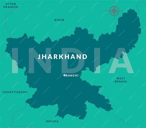 Premium Vector | State of jharkhand india with capital city ranchi hand drawn map