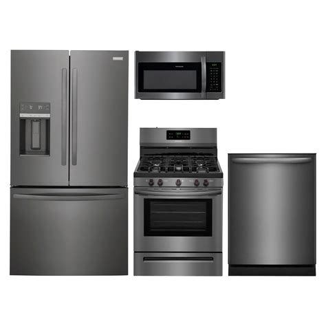 Frigidaire French Door Refrigerator & Gas Range Suite in Black Stainless Steel at Lowe's ...