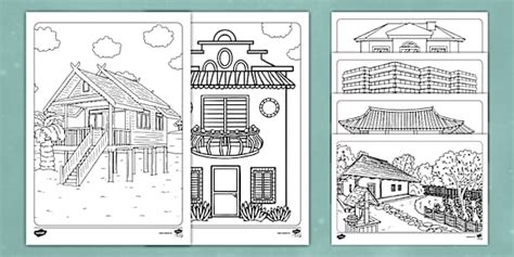 주택 색칠놀이 Houses Coloring Sheets (teacher made)