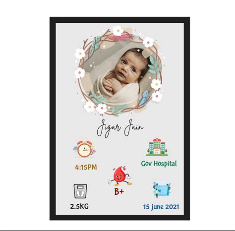 Personalized Baby Birth Art with Parent Photo – Custom Birth Details ...