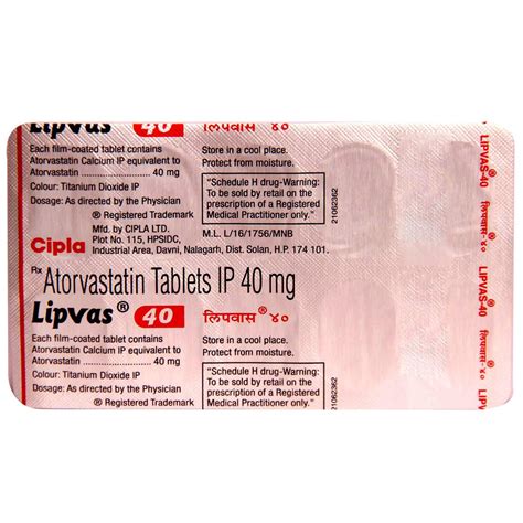 Lipvas 40 Tablet 10's Price, Uses, Side Effects, Composition - Apollo ...