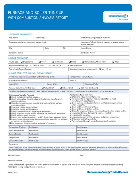 2014 Form MI Consumers Energy Furnace and Boiler Tune-Up with ...