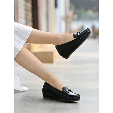 Buy Shoetopia Smart Casual Buckle Detailed Black Loafers for Women Online