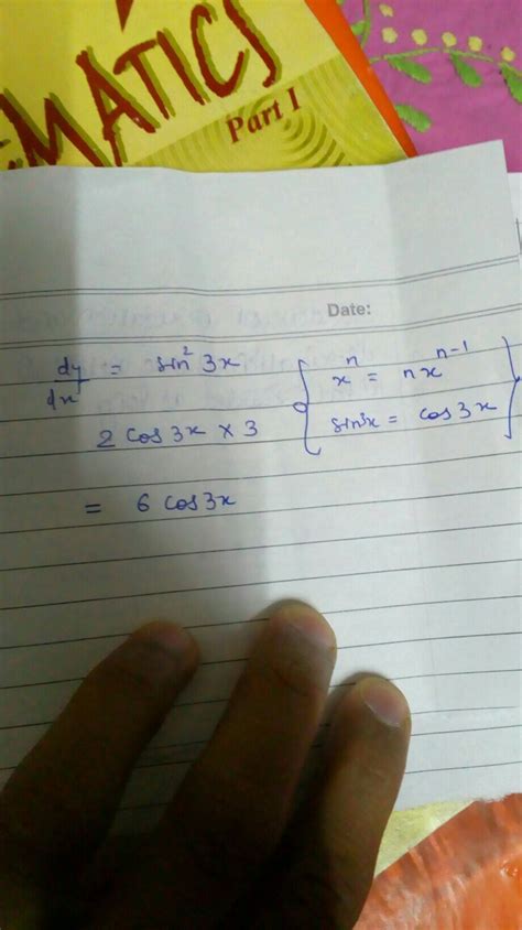 find dy/dx, when y=sin square (3x), with steps please - Brainly.in