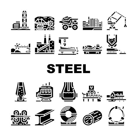 steel production industry metal icons set vector 23098693 Vector Art at ...