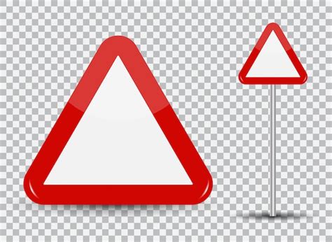 Warning road sign on transparent | Premium Vector