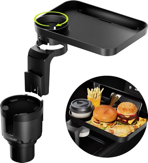 SodaRide Car Cup Holder Expander Tray, Larger Detachable Car Food Tray ...