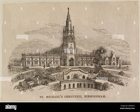 Engraving. - St Michael's Cemetery, Birmingham. Wilkinson Collection ...