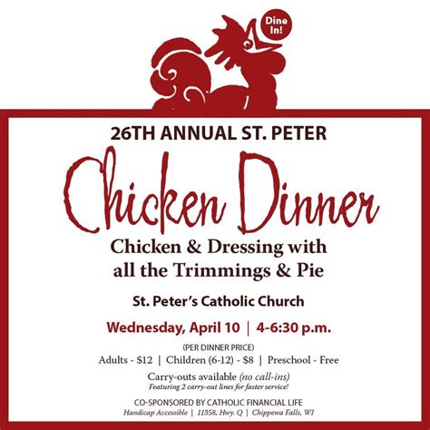 St. Peter Chicken Dinner, 11358 County Highway Q, Chippewa Falls, WI ...