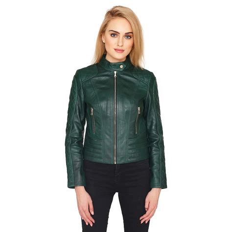 Buy JUSTANNED Women's Biker Style Leather Jacket Green at Amazon.in