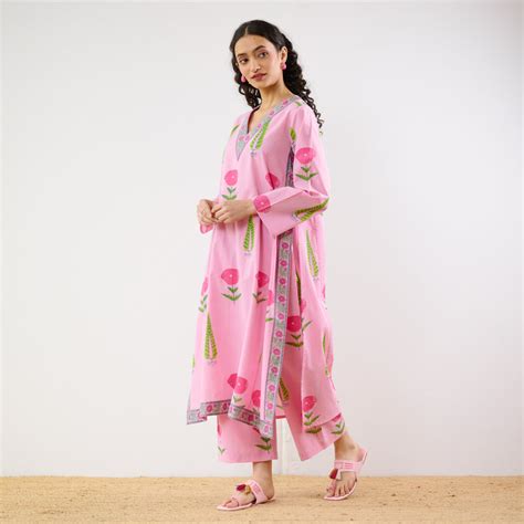 Buy Begum's Bagh Printed Co-ord Set - Baby Pink | Rustorange