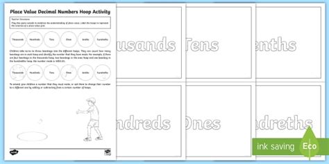 Place Value Decimal Number Hoop Activity (teacher made)