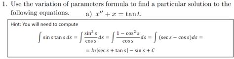 Image result for Variation of Parameters Particular Solution