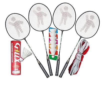 GILLX Badminton Rackets 4 Piece 6 Piece Feather Shuttle with Badminton ...