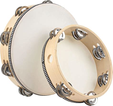 RP Remarkable Power, 2 Pack Wooden Handheld Tambourine Double Rows ...