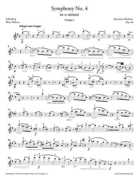Brahms Symphony No. 4 Violin I Part by Blair Milton