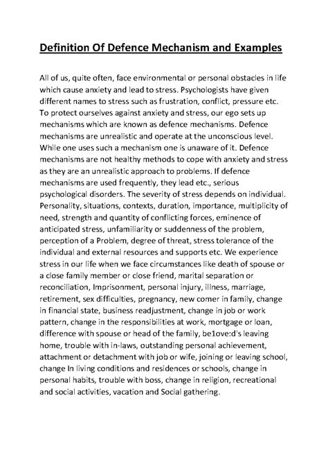 Definition Of Defence Mechanism and Examples - Psychologists have given ...
