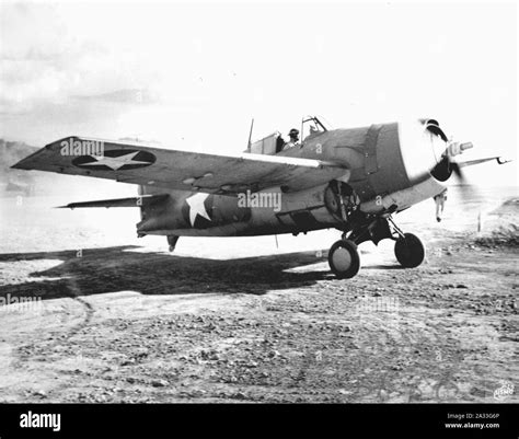 F4F-4 Wildcat with running engine on Guadalcanal c1942 Stock Photo - Alamy