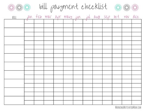 Monthly Bill Free Printable Bill Payment Checklist - Printable ...