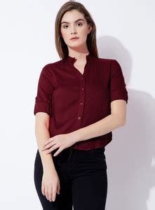 RIJHARI Women Solid Casual Maroon Shirt - Buy RIJHARI Women Solid ...