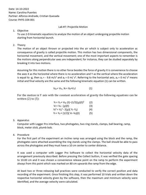 Image result for Projectile Motion Lab Experiment