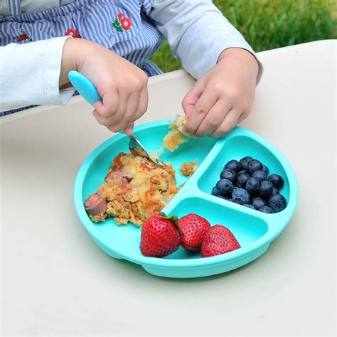 Buy Youngever 2 Pack Divided Silicone Kids Plates, 3-Compartment ...