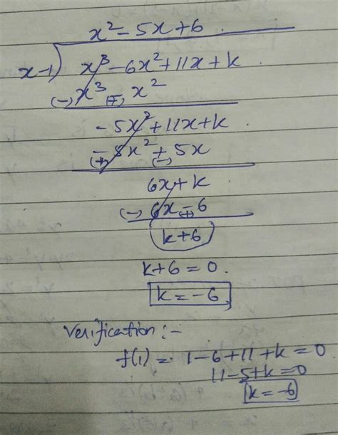by division process , find value of k for which x - 1 is a factor of x³ ...