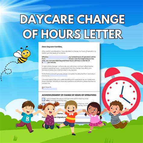 Daycare Change of Hours Letter Template - Etsy