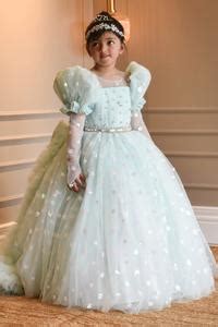 Buy Blue Net Embroidery Star Embellished Ball Gown For Girls by Fayon ...