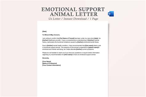 Emotional Support Animal Letter,service Animal Letter,emotional Support ...