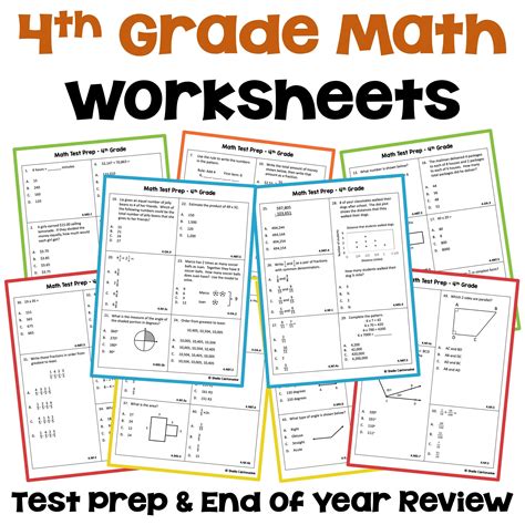 4th Grade Math Review Worksheets