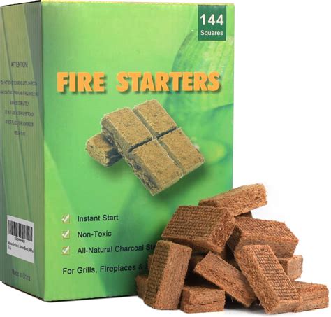 Amazon.com : 144 Square All-Natural Fire Starters,Charcoal Fire ...