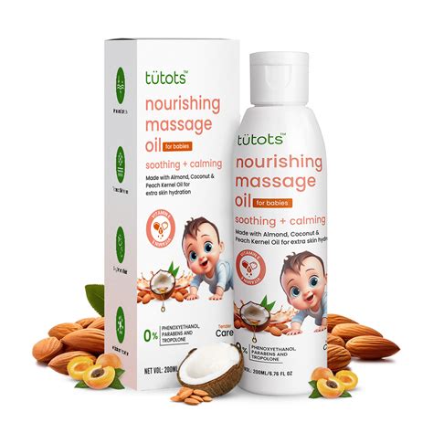 tütots Nourishing Baby Massage Oil – 200ml, Almond, Coconut & Peach Ke ...