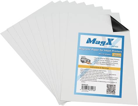 MagX Printable Magnet Sheets, Inkjet Printable Glossy Paper, A4, White ...