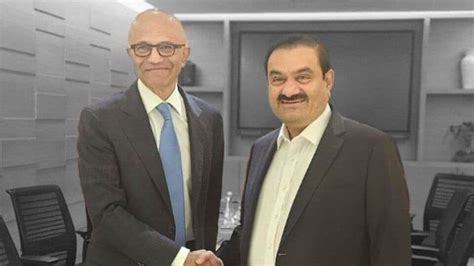 Gautam Adani meets Satya Nadella, gets demo of AI apps Microsoft CEO ...