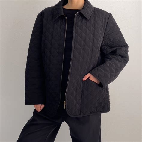 quilted black jacket pair it with a black oversized... - Depop