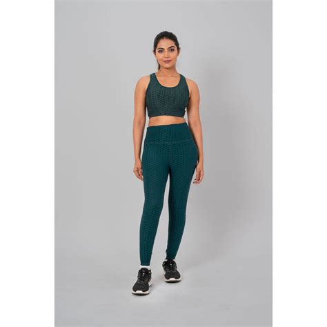 Buy The Fit Theory Teal Anti-Cellulite Squat-Proof Sports Leggings Online
