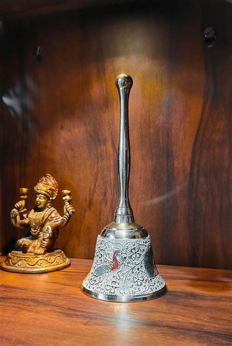 blissful decor Presents Pure Brass Peacock Design Pooja Prayer Bell ...