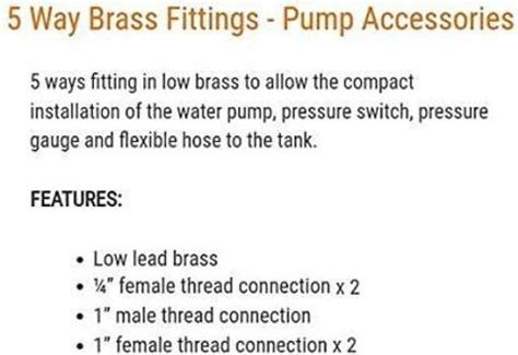 VIPARTH Pressure Booster Pump Brass 5 Way Valve For Gauge And Tank ...