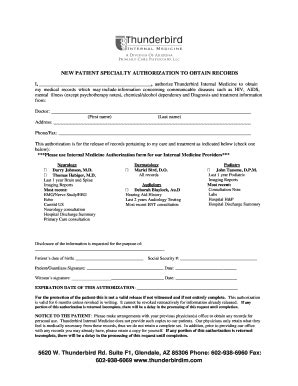 Fillable Online New Patient Authorization to Obtain Records for ...