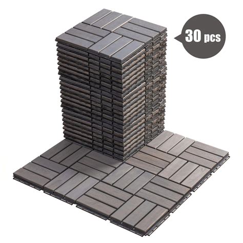 BTMWAY 12''x12'' Solid Wood Interlocking Flooring Tiles Indoor ...