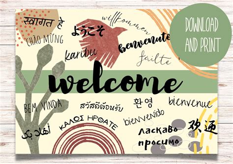 Welcome Poster in Different Languages - Landscape Printable - Instant ...