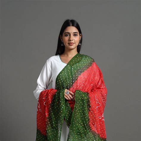Authentic Green Bandhani Cotton Dupatta
